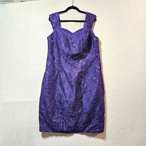 Windsor Purple Sleeveless Lace Dress With Corset Back In Size 18 NWT